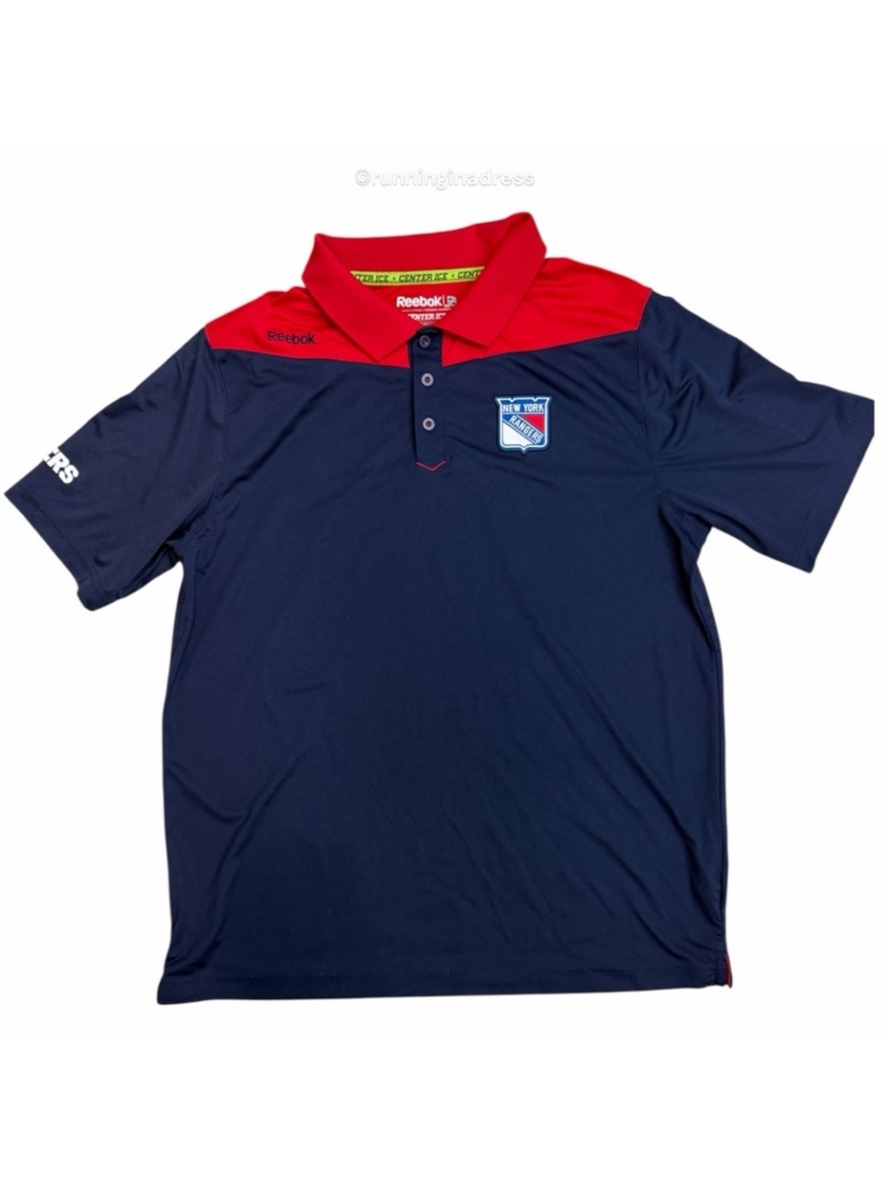 Reebok NHL New York Rangers Center Ice Statement Performance Polo Navy Red L - Picture 3 of 10